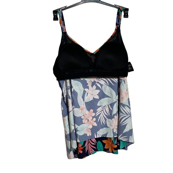 Swim Solutions Plus Size Printed Double-Strap Princess Tankini Top, 18W - Picture 6 of 11